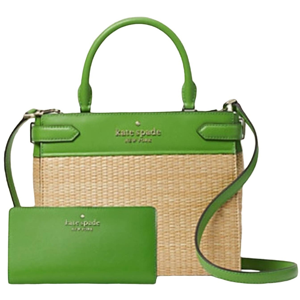 kate spade Green Straw Crossbody Bag with Matching Wallet